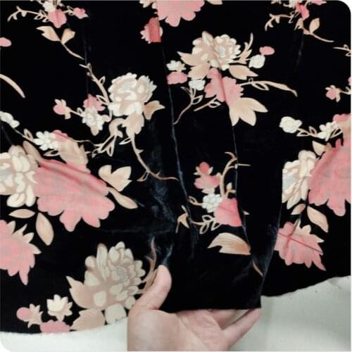 Burnt-out mulberry silk bottom cotton velvet dress shirt shawl clothing fabric