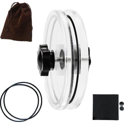 LP Vinyl Record Cleaner Clamp Record Label Saver Protector Waterproof Acrylic Clean Tool with Cleaning Cloth