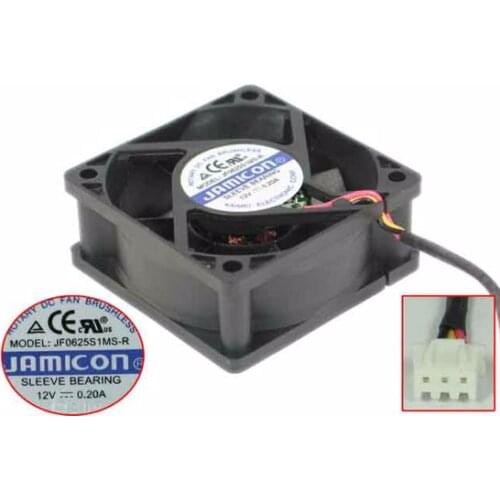 Jamicon JF0625S1MS-R DC 12V 0.20A 60x60x25mm 3-Wire Server Square Fan