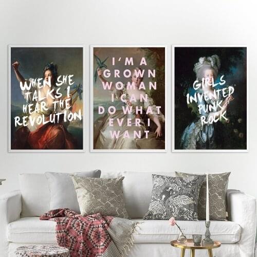Classical European Woman Canvas Paintings Girls Invented Punk Rock Abstract Vintage Wall Art Poster And Print Picture Home Decor