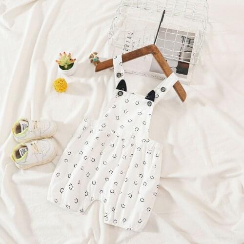 Infants Overalls Pants Summer New Baby Boys Girls Korean Cute Print Overalls Toddlers Thin Soft Suspender Shorts Kids Jumpsuits