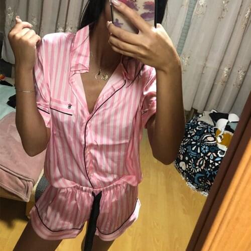 Two Piece Set Pajamas for Women Satin Silk Pajama Sets Sleepwear Striped Long Sleeve Loungewear Homewear Autumn Winter Pjamas