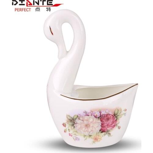 Little Swan beautiful floral bone china tableware for placing a big spoon tableware is beautiful and practical