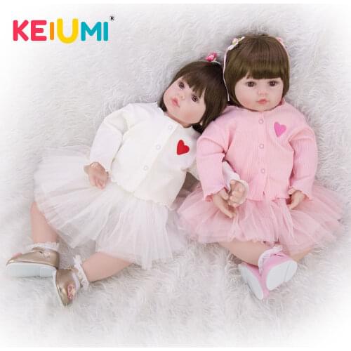 KEIUMI New Design Reborn Baby Doll 24 Inch Soft Silicone Realistic Reborn Baby Twins Princess Dolls Toys For Birthday Gifts