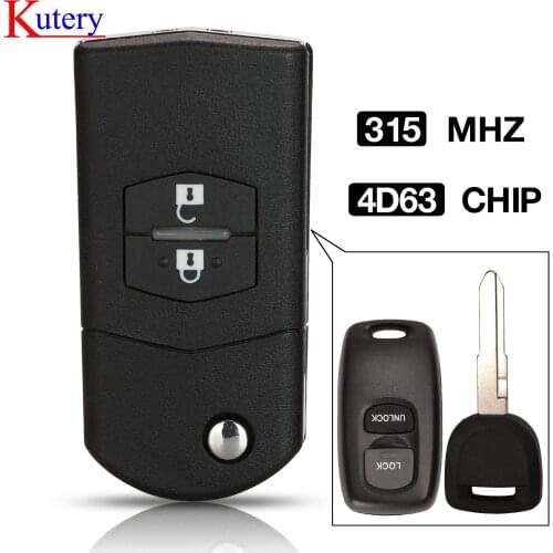 Kutery upgrade Flip Remote Car Key 2 Buttons 315MHz 4D63 Chip Fob for Mazda 3 6 Visteon Model No. 41528 or 41797