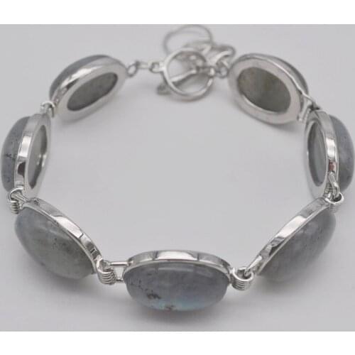 Labradorite Stone Beads Bracelet Bangle 8 Inch Jewelry For Woman Gift G061