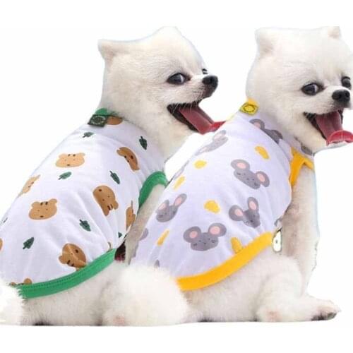 Cute Printed Summer Pets tshirt Puppy Dog Clothes Pet Cat Vest Cotton T Shirt Pug Apparel Costumes Dog Clothes for Small Dogs