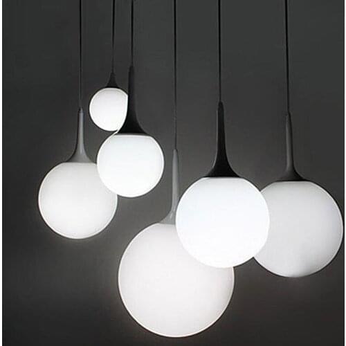 Loft Simple Milk White Glass Ball Pendant Light LED E27 Modern Hanging Lamp For Living Room Bedroom Restaurants Lobby Hotel Shop