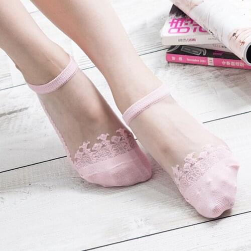 Cute Boat Socks Summer Women Soft Transparent Stretch Elasticity Kawaii Thin Sock Female Transparent Cool Socks