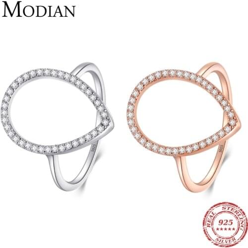 Modian New Fashion Instagram Pear Water Drop Classic Ring Engagement Jewelry Sparkling 100% 925 Sterling Silver Rings For Women