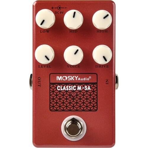 Moskyaudio M-SA Guitar Effect Pedal Guitar Tuner Pedal Classic Speaker Simulation Drive Voice Level Low High Mid Guitar Parts