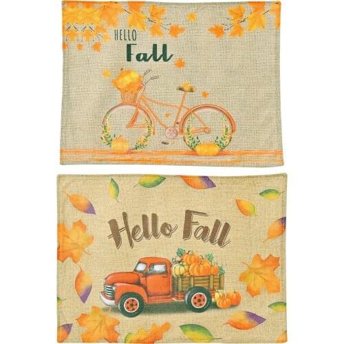 Thanksgiving Autumn Washable Placemats for Dining Table Mat Non-slip Placemat in Kitchen Accessories Cup Coaster Wine Pad