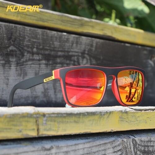 KDEAM Hot Sale Fashion Plastic Square Polarized Sunglasses Man Classic Brand Design Shades Sport Mirror UV400 Sunglass With Box