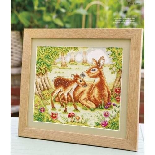 Mother deer 38-34 Counted Cross Stitch 11CT 14CT DIY Chinese Cross Stitch Kits Embroidery Needlework Sets