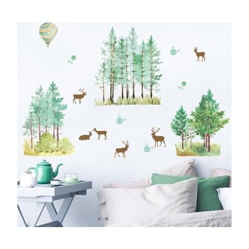 Green Forest Deer Wall Sticker Home Decoration Adhesive Poster Mural