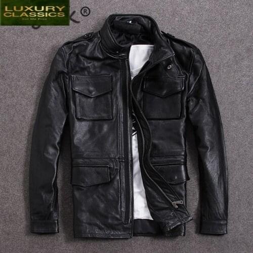Real Leather Jacket 100% Men Winter Clothes 2021 Streetwear Moto Fit Genuine Cow Leather Coat Mens Leather Jacket 19802