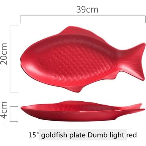 Nordic 15-inch fish-shaped plate, hotel serving plate, dessert cake plate, steak plate, ceramic fish plate, pure glazed plate