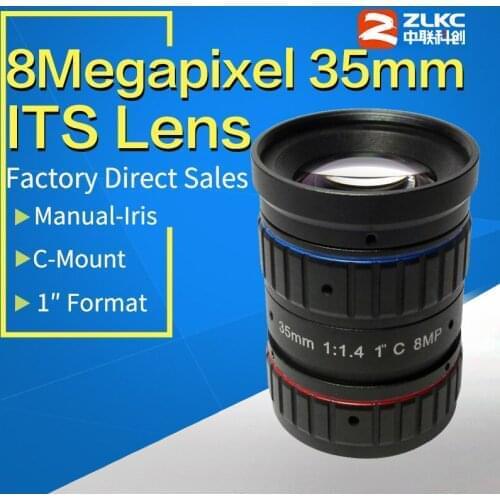 C Mount lens 35mm 8Mega Pixel ITS 1"Format sensor lenses Correction Industrial camera manual Iris HD CCTV Lens plate recognition
