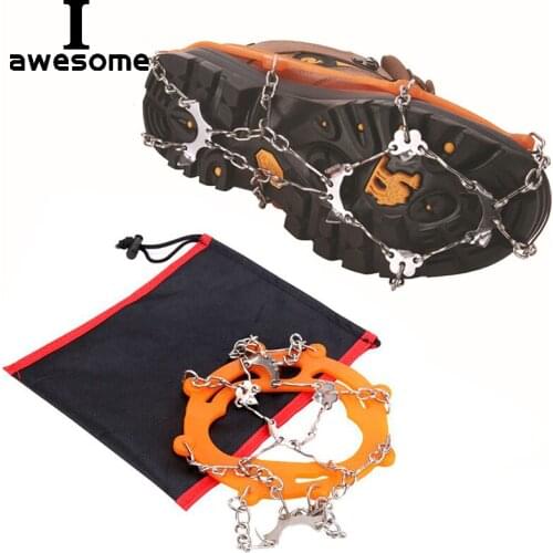 One Size 8 Teeth Steel Ice Gripper Spike Shoes Anti Slip Hiking Climbing Snow Spikes Crampons Cleat Chain Claws Grips Boot Cover