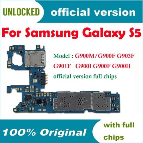 Original Unlocked for Samsung S5 G900I G900F G900H Mainboard EU Version for Samsung Galaxy S5 G900F Motherboard with Chips