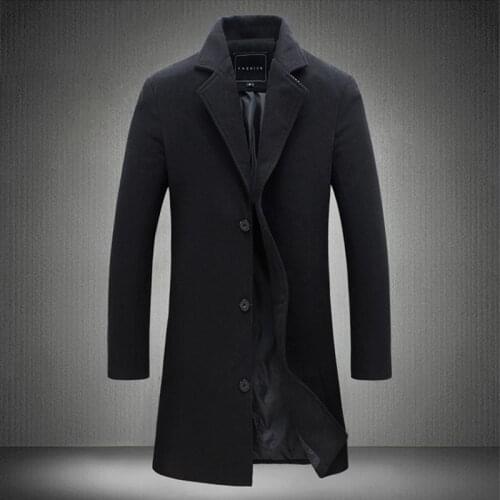 Plus Size S-5XL Men Long Fashion Clothing Men Slim Fits Coats Business Winter Windproof Outwears Black Hot Sale 10Colours