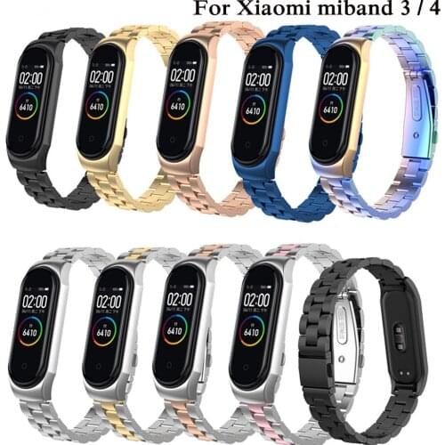 Stainless steel wrist strap for xiaomi mi band 3 4 metal watch band smart bracelet miband 3 belt replaceable watch straps mi 4