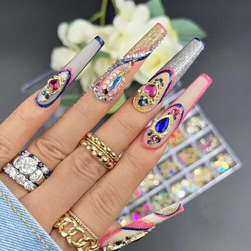 10pcs Golden Metal Heart Rhinestones 3D Nail Art Decorations, Alloy Nail Stickers Charms Jewelry for Nail Gel/Polish Tools,HJHJ1