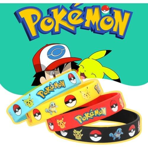 Pokemon Silicone Bracelet Pocket Elf Pikachu Kids Cartoon Bracelet Anime figure Game cosplay Silicone Bracelet Birthday Gifts