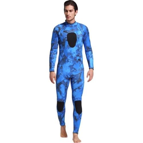 Blue Camouflage 3MM Neoprene Wetsuit 2017 Mens Winter Warm Swimsuit One Piece Swimwear Rashguard Man Snorkeling Diving Suits