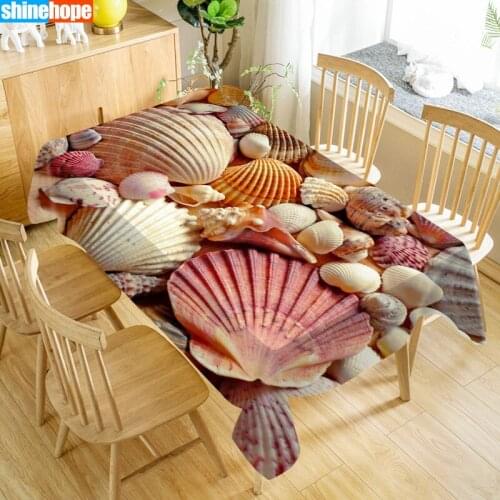 Shell Pattern Tablecloth Waterproof Fabric Rectangular Dust-proof Table Cover For Party Home Decor TV Covers