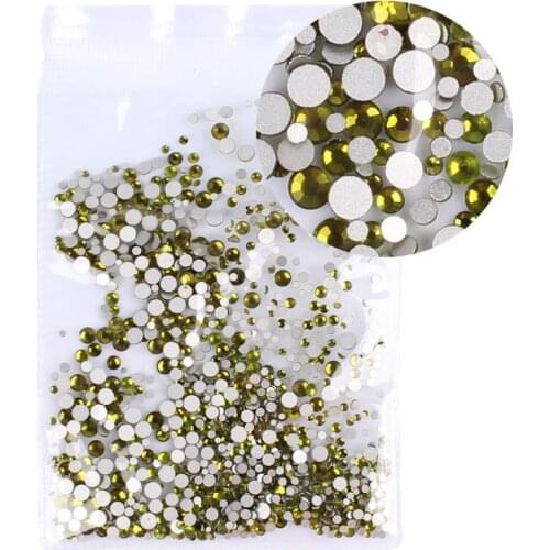 Swarovsky 1440Pcs Olivine Crystal Diamonds 3D Nail Art Decorations Gem Stones For DIY Nails Rhinestone Decoration Nail Jewelry