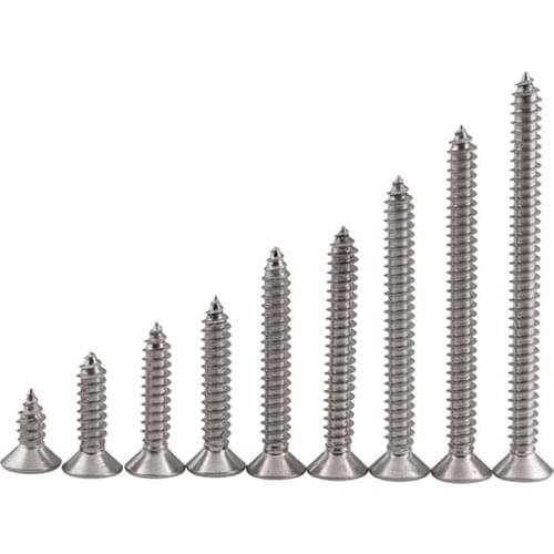 GuHua Cross Countersunk Head Self Tapping Screw M3.5M4M5M6 316 Stainless steel KA phillips Flat Head Tapping Wood Screw 30PCS