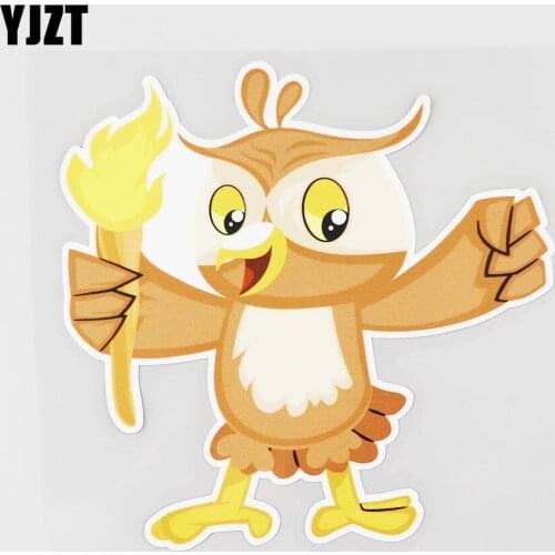 YJZT 14.2CM×14CM Birds Car Sticker Owls With Torches PVC Decal Individualization 11B-0414