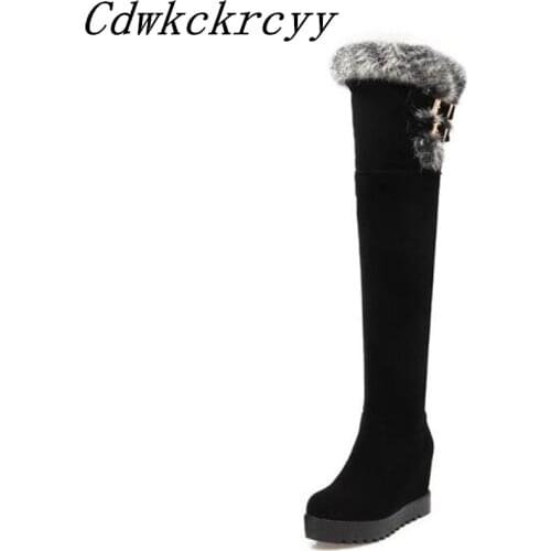 Women Boots Autumn and winter New style Keep warm Cashmere Snow boots Rabbits hair fashion Over the knee Chivalry boots 34-43