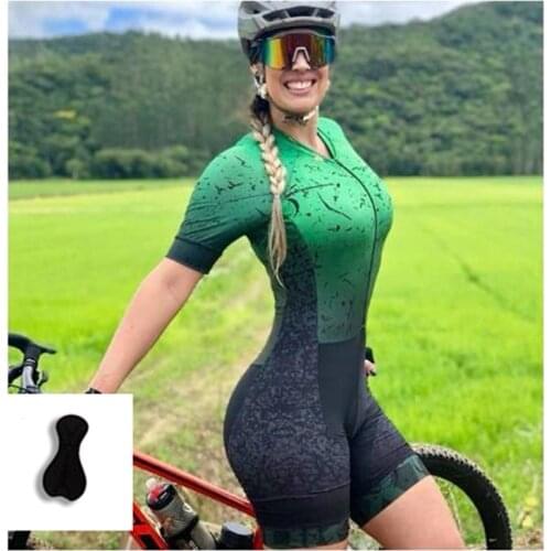Custom MTB Triathlon Cycling Breathable Bib Shorts With Silicone Pad Womens With Anti-UV Cycling Set, 2021 Triathlon Jumpsuit
