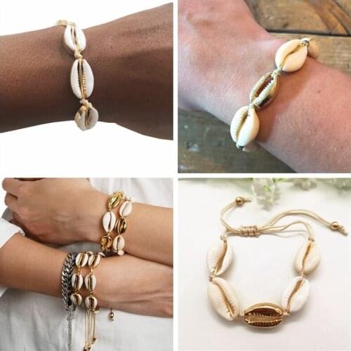 2019 Handmade Natural Seashell Bracelet For Women Gold Color Cowrie Adjustable Bohemian Beaded Strand Bracelets Pulseras Mujer