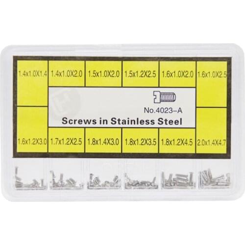 1 Set Stainless Steel Flat Watch Screws in 12 Different Sizes for Watch Repair
