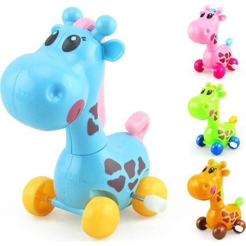1Pc Cute Clockwork Toy Baby Boys Giraffe Design Running Clockwork Spring Toy Reborn Baby Wind Up Toy Gifts for Baby Kids Random
