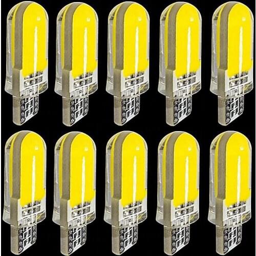 10PCS T10 W5W 2825 WY5W 12Chips COB LED Silica Gel Waterproof Wedge Light 501 Silicone Shell Car Marker Lamp Auto Turn Side Bulb