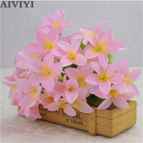 10 fork fake flower bouquet daffodil lily wedding living room outdoor project Christmas home decoration silk flower lily