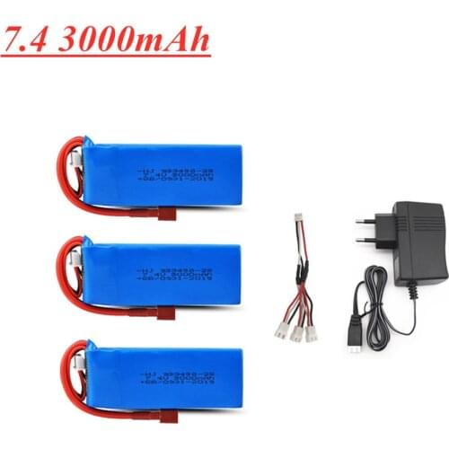 144001 Car 2s 7.4V 3000mAh Upgraded Lipo Battery T Plug For Wltoys 1/14 144001 RC Car Boat Lipo Battery Parts Upgraded