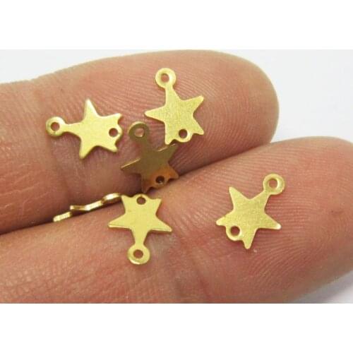 Brass earrings charms 8.5x7x0.7mm Mini raw brass star charm connector findings -200pcs R722