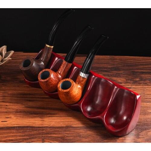 234 mm*45mm*60mm Pipe Stand Unique Holds 5 Pipes Solid Red Wood Tobacco/Smoking Pipe Stand/Rack/ Accessories Men Gift
