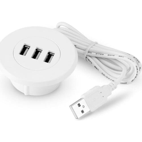 5cm Grommet Hole In-Desk Mounting 3 Ports USB 2.0 Hub For Laptop PC Computer