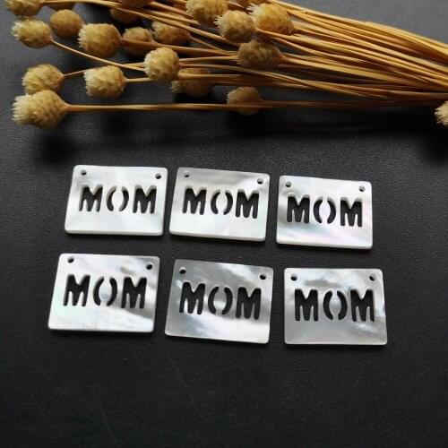 50pcs/lot 12x16mm Natural Rectangle cut MAMA Letter Mother of Pearl shell Hollow cut Letter M & M Natural Mother Pearl shell