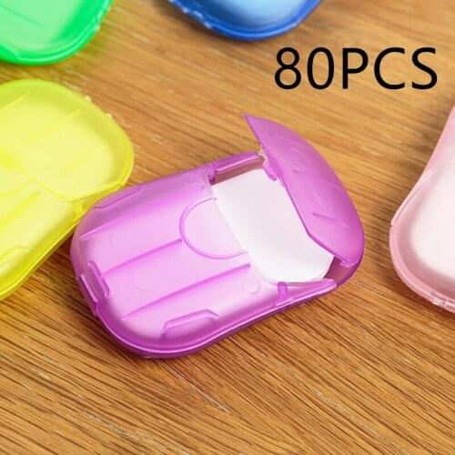 80Pcs/20Pcs Disposable Soap Paper Clean Scented Slice Foaming Box Mini Paper Soap for Outdoor Travel Use Color Random