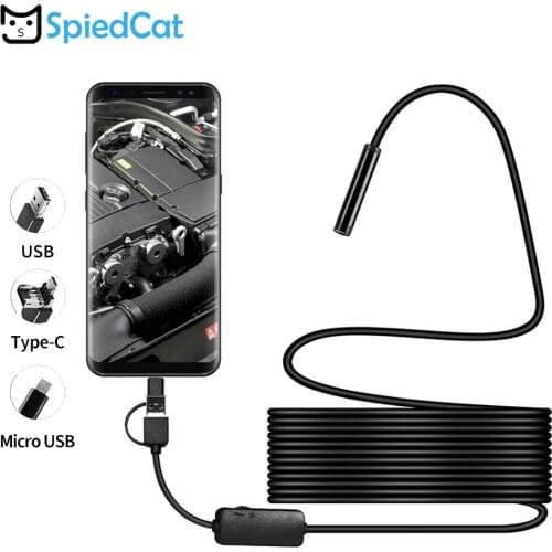 Android 8MM mini Lens MicroUSB TypeC 3in1 Computer Endoscope Borescope Waterproof USB Inspection 1/2/3.5/5M Soft Cable Camera