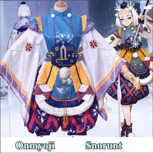 Anime! Onmyoji Snorunt Unawakening Skin Lovely Kimono Uniform Cosplay Costume For Female Halloween Carnival Outfit Free Shipping
