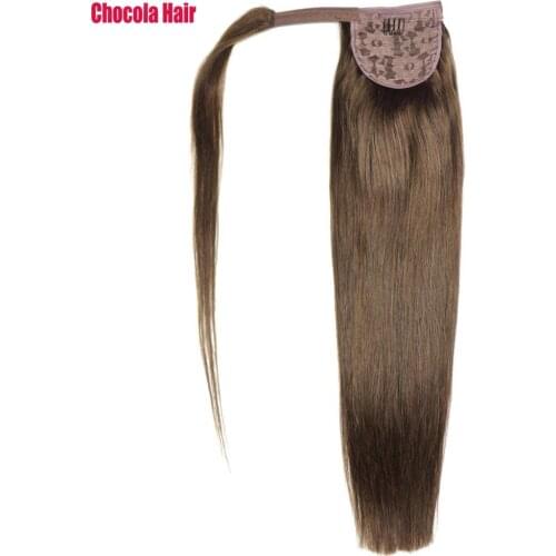 Chocola 16"-24" 80g Brazilian Machine Made Remy Hair Magic Wrap Ponytail Clip In 100% Human Hair Extensions Horsetail Stragiht