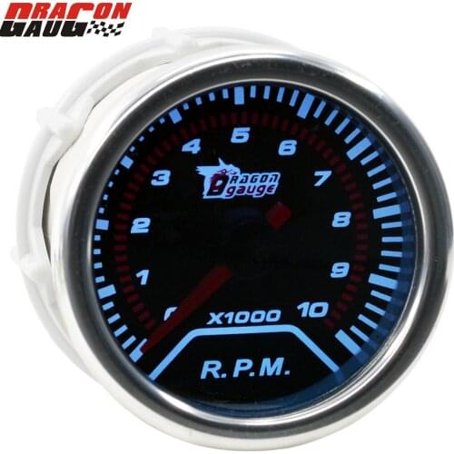 Dragon gauge 52mm pointer white backlight Car modification 4.6.8 Cylinder tachometer gauge 0-8000 RPM Meter Free Shipping